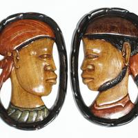 Man and woman wooden masks