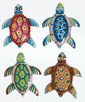 Set 4 colored metal turtles