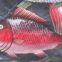 Colorful pink metal fish wall art