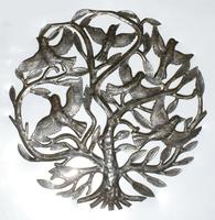 Metal wall art decor with birds: Tree of life