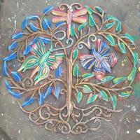 Colorful metal tree with butterflies