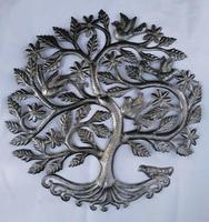 Tree of life with birds: Haitian metal art